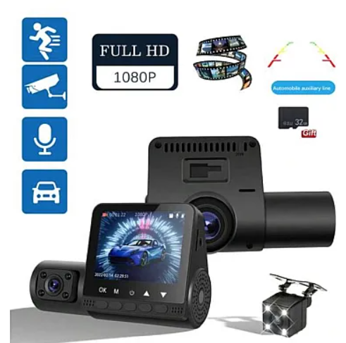 Camera Auto Full Hd 1080P Tripla Monitor 4inch Touchscreen Bord+Habitaclu+Spate 170 Grade