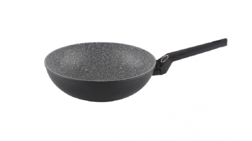 Tigaie wok Zilan ZLN3345, Diametru 28 cm, Adancime 9 cm, Material aluminiu, Compatibil inductie, Interior granit, Maner soft touch