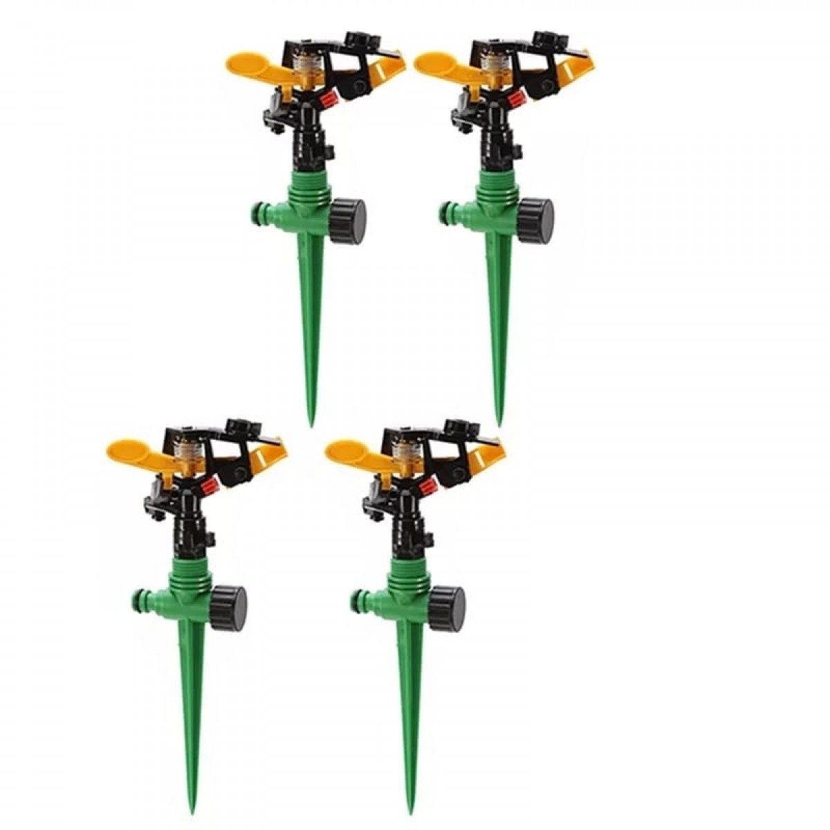 Set 4 aspersoare cu impact, din plastic, cu duza reglabila 360 de grade