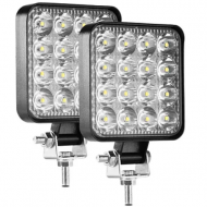Set 2 Proiector PATRAT 16 led 12v-24v 48w lumina alba 6000k Slim