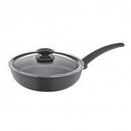 Tigaie aluminiu cu capac Zilan ZLN-2072, negru 26 cm, strat granit