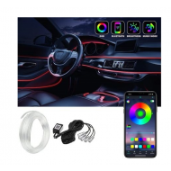 Lumini Ambientale Bluetooth cu LED 6M Fibra Optica 5 Capete controlabile cu aplicatie Lotus Lantern