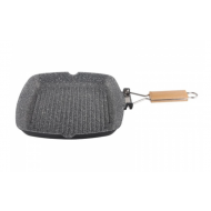 Tigaie grill Zilan ZLN-3369, 28 cm, Material aluminiu, Interior granit, Maner pliabil, Compatibil inductie