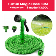 PACHET FURTUN PENTRU GRADINA MAGIC HOSE EXTENSIBIL 30M CU PISTOL + ASPERSOR CU 6 MODURI